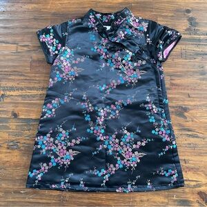 H&M Black Floral Satin Cheongsam Dress 1.5-2 Years Old